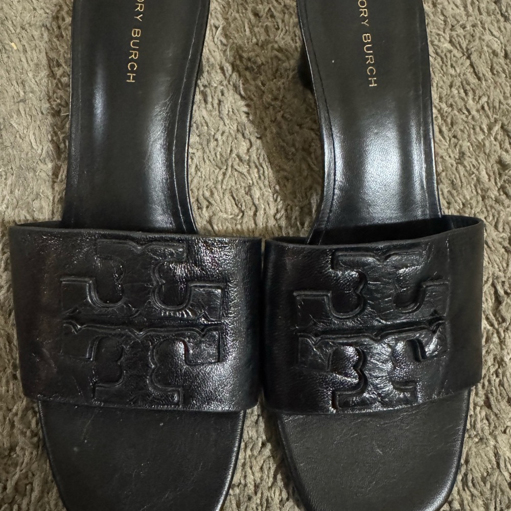 Tory Burch Black Mules Sleek Leather Design